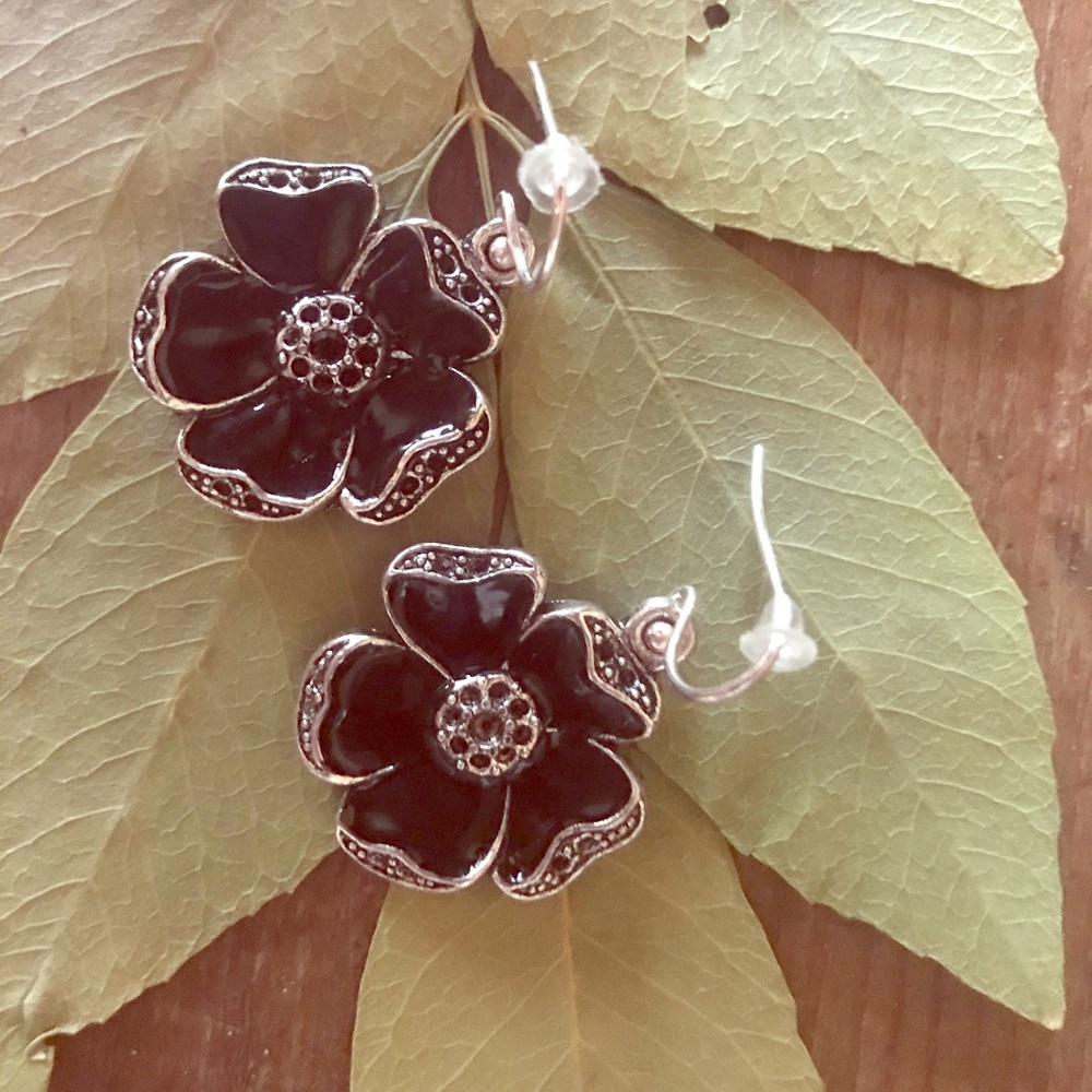 NWOT Drop Earrings - Black/Silver